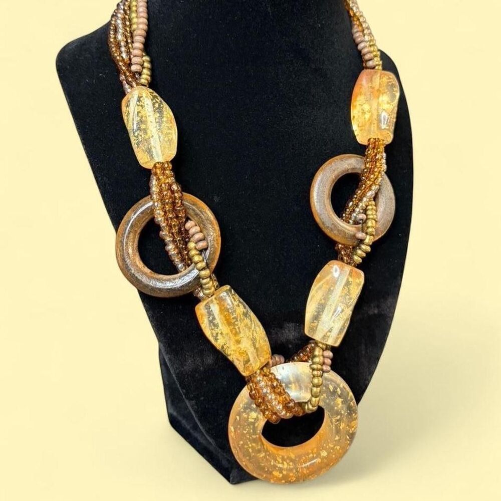 Chunky beaded resin statement necklace